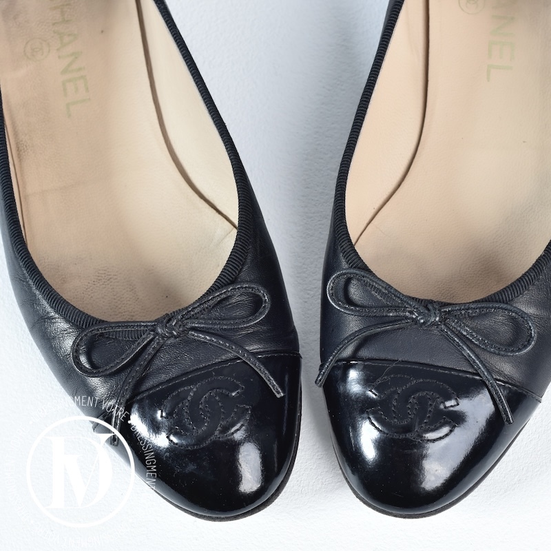 Ballerines en cuir de veau noir p.39 – Chanel – Image 3