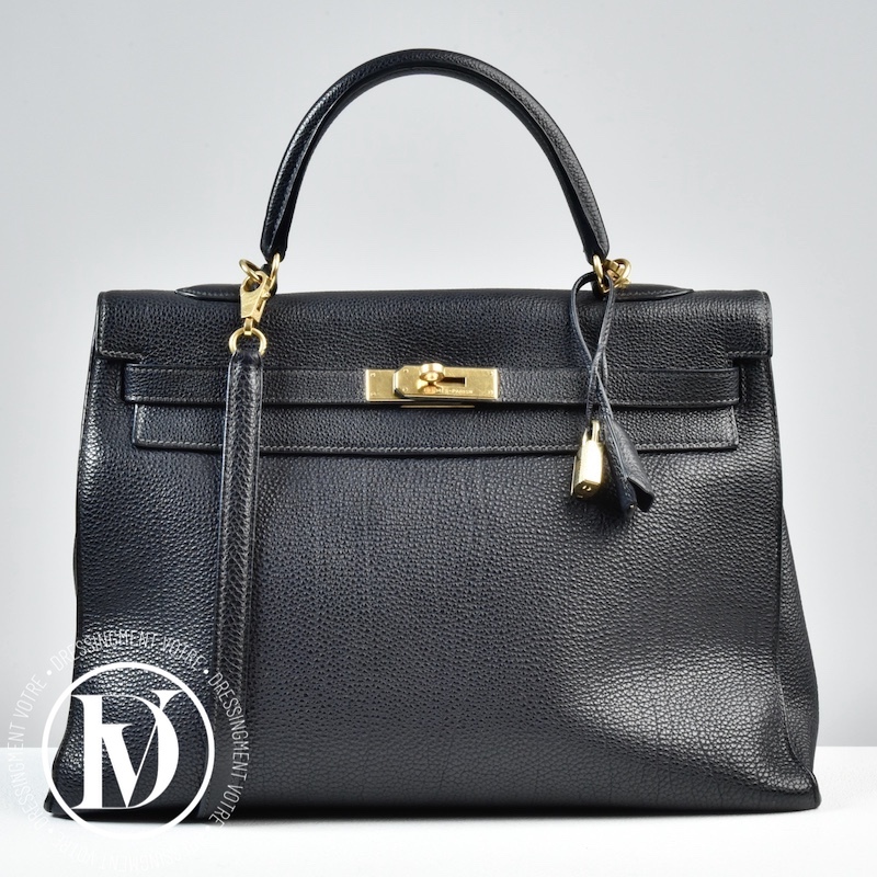 Sac Kelly 35 sellier en cuir Togo noir – Hermès