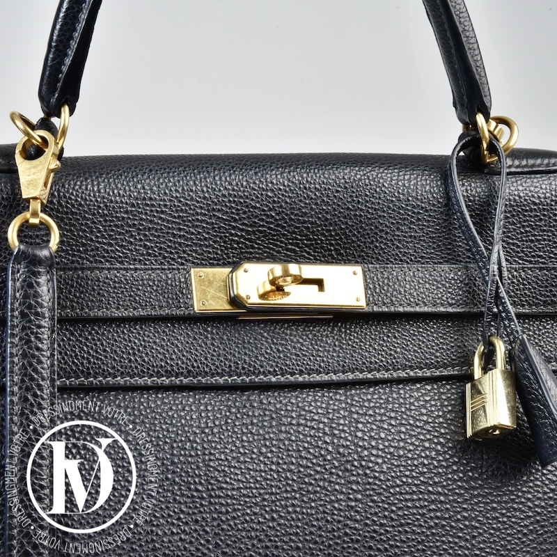 Sac Kelly 35 sellier en cuir Togo noir – Hermès – Image 3