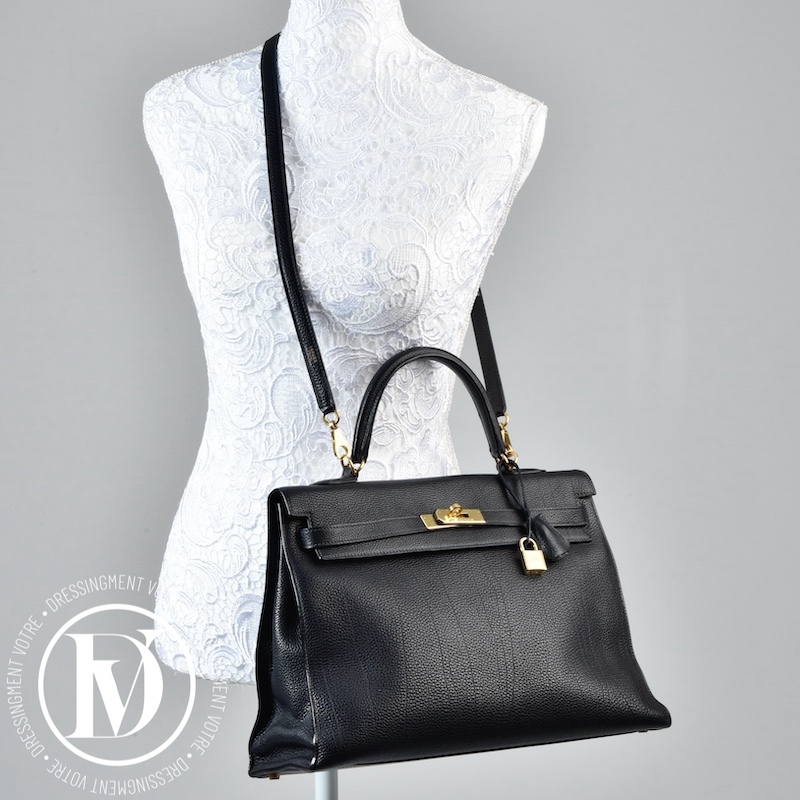 Sac Kelly 35 sellier en cuir Togo noir – Hermès – Image 2