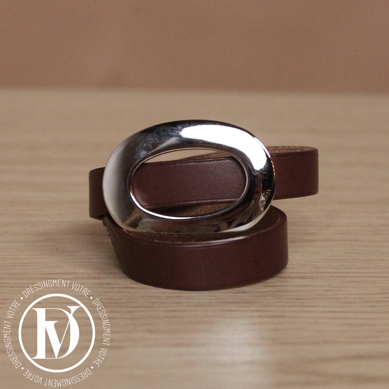 Bracelet double tour en cuir marron – Hermès