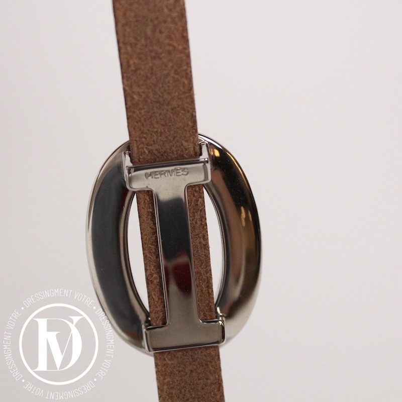 Bracelet double tour en cuir marron – Hermès – Image 6