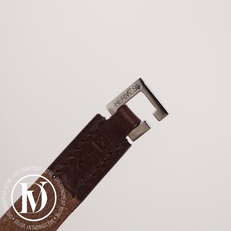 Bracelet double tour en cuir marron – Hermès – Image 7