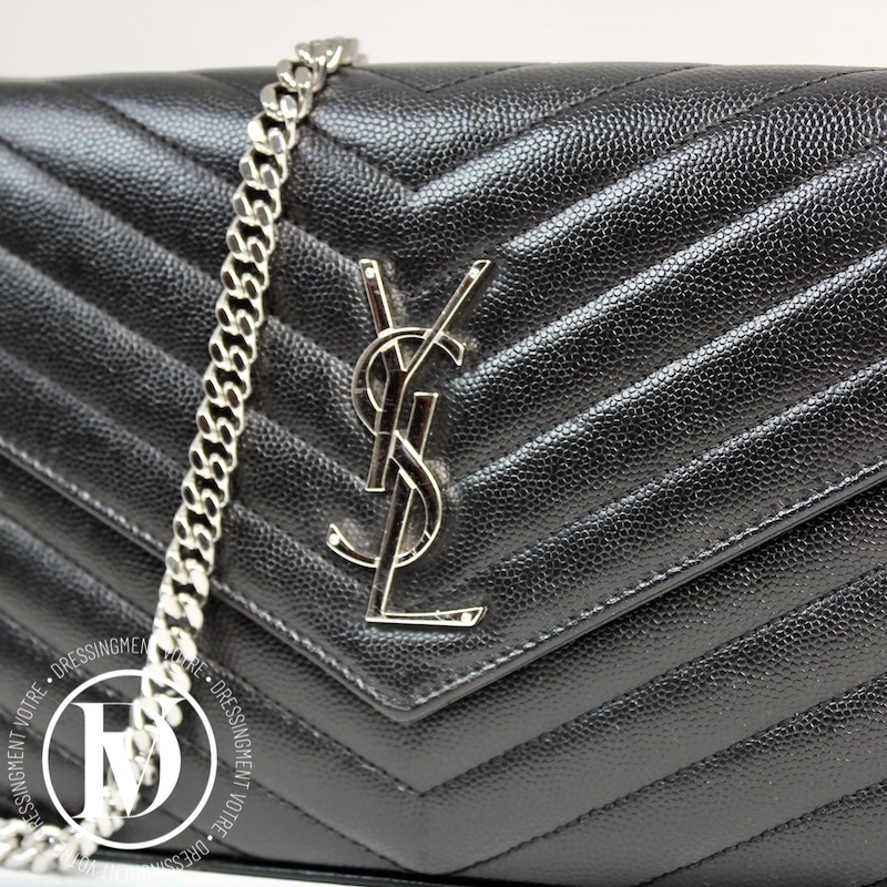 Wallet on chain Cassandre en cuir noir – Saint Laurent – Image 3
