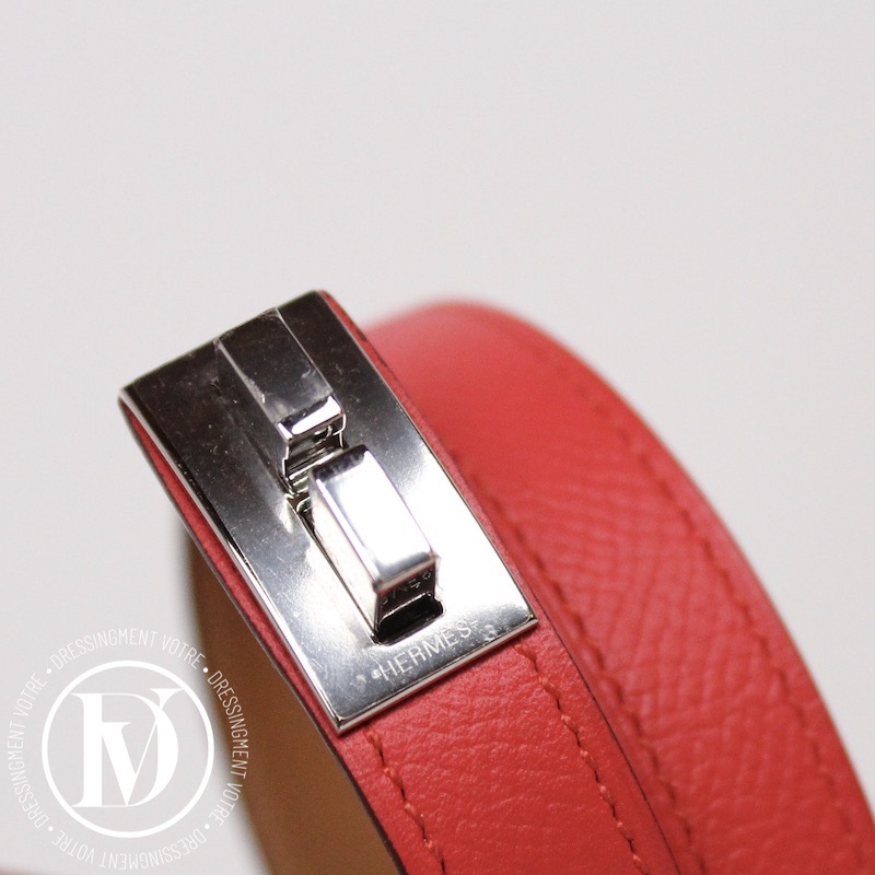 Bracelet Drag double tour en cuir rouge – Hermès – Image 4