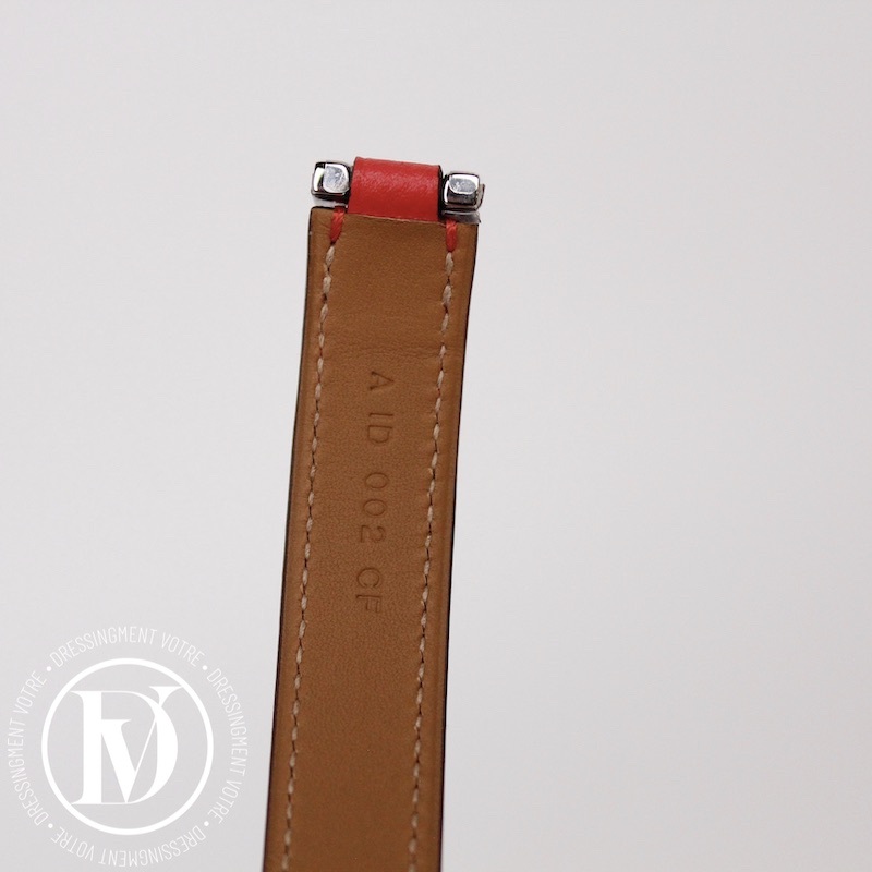 Bracelet Drag double tour en cuir rouge – Hermès – Image 6