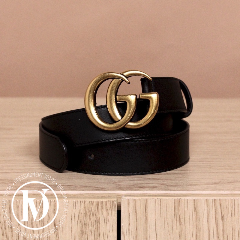 Ceinture GG Marmont en cuir noir t.90 – Gucci