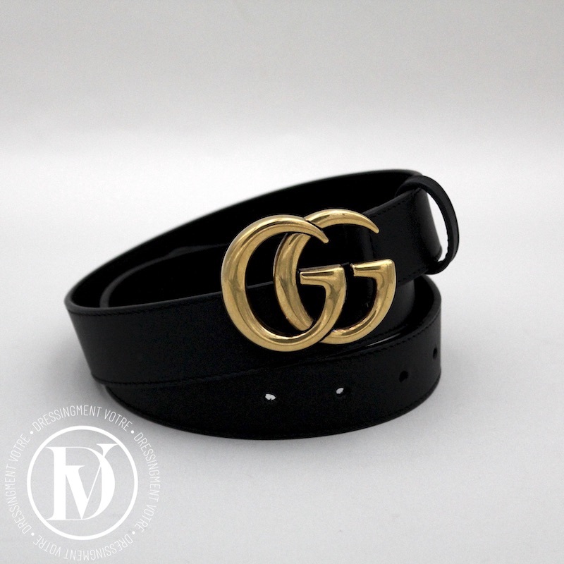 Ceinture GG Marmont en cuir noir t.90 – Gucci – Image 3