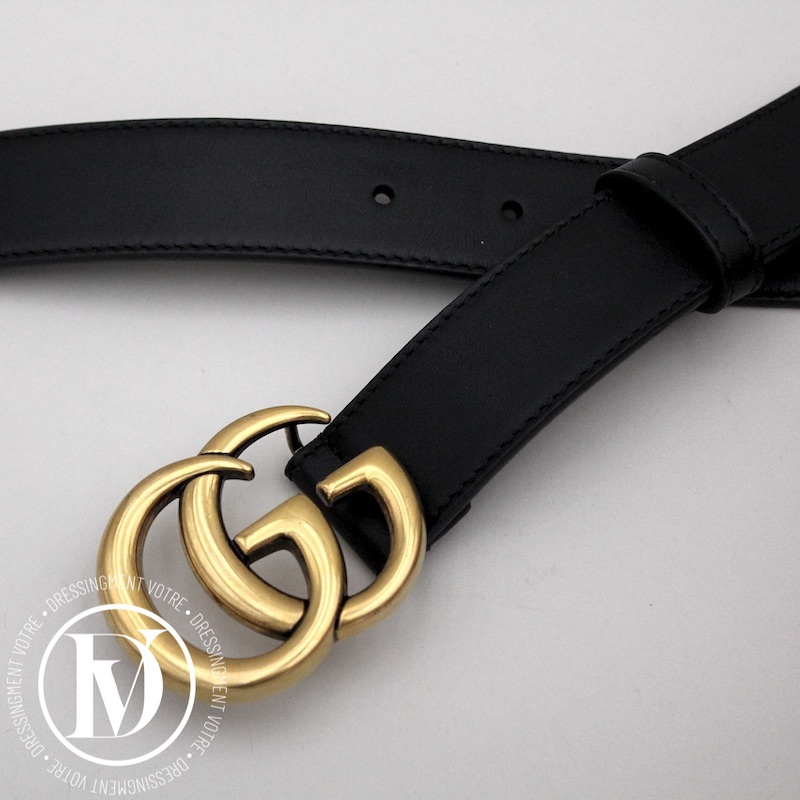 Ceinture GG Marmont en cuir noir t.90 – Gucci – Image 4