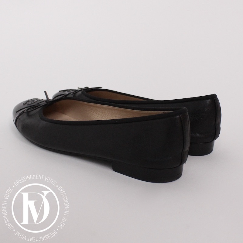 Ballerines en cuir de veau noir p.40,5 – Chanel – Image 5