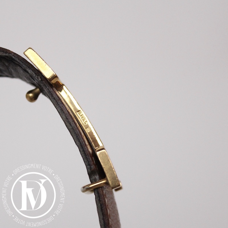 Ceinture réversible boucle H en cuir gold/noir t.72 – Hermès – Image 7